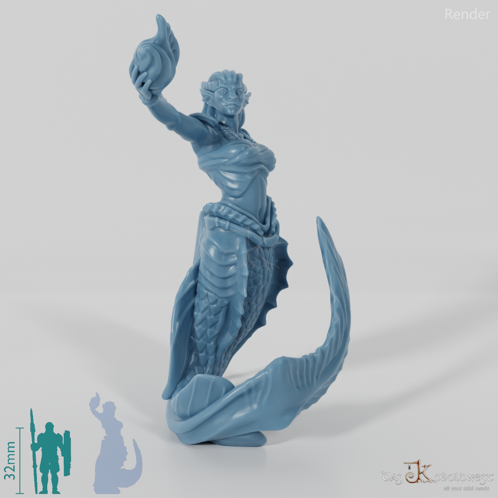 Merfolk with shell and short sword