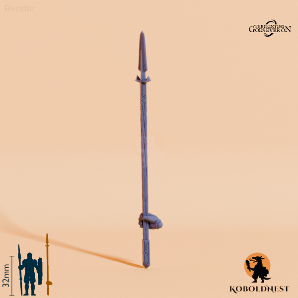 Minenzwerg-Speer B, hinten gegriffen mit Hand
