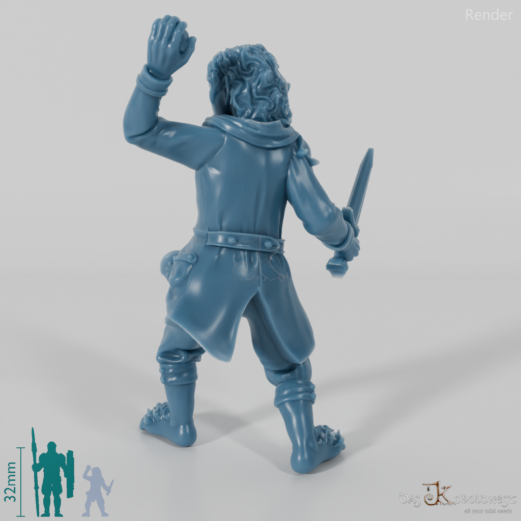 Mippin, halfling fighter in fighting stance (Remastered)