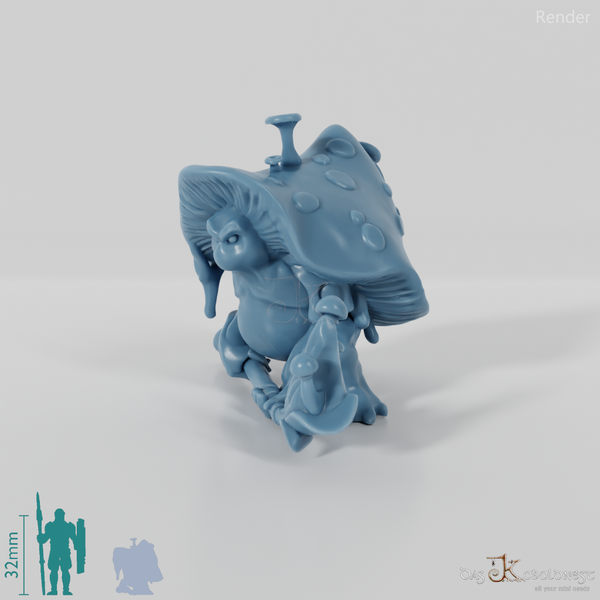 Mushroom people with staff