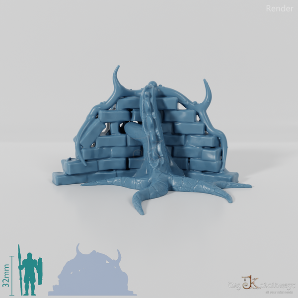 Spiky climbing plant on wall