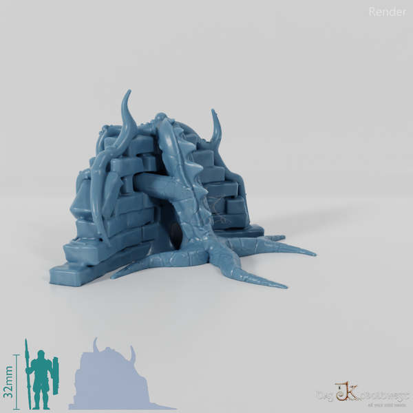 Spiky climbing plant on wall