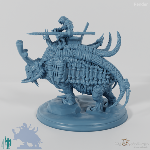 Gerüstetes Rhinodon 01 mit Reiter