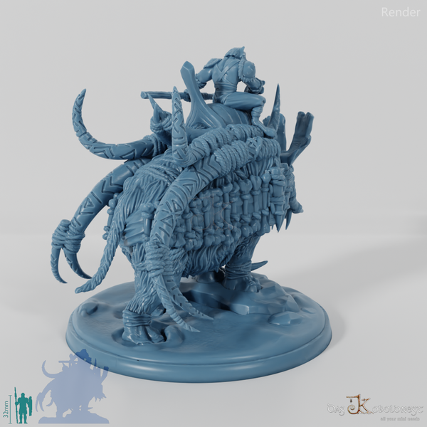 Gerüstetes Rhinodon 01 mit Reiter