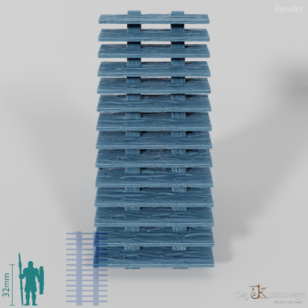 Medieval city - wooden stairs, flat lay