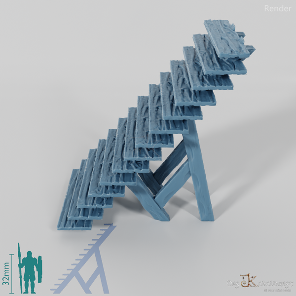 Medieval city - wooden stairs, flat lay