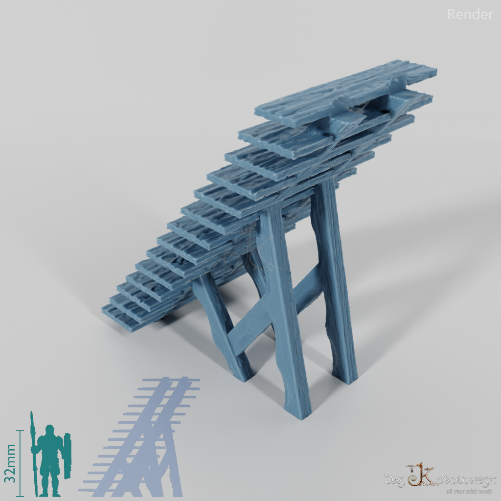 Medieval city - wooden stairs, flat lay
