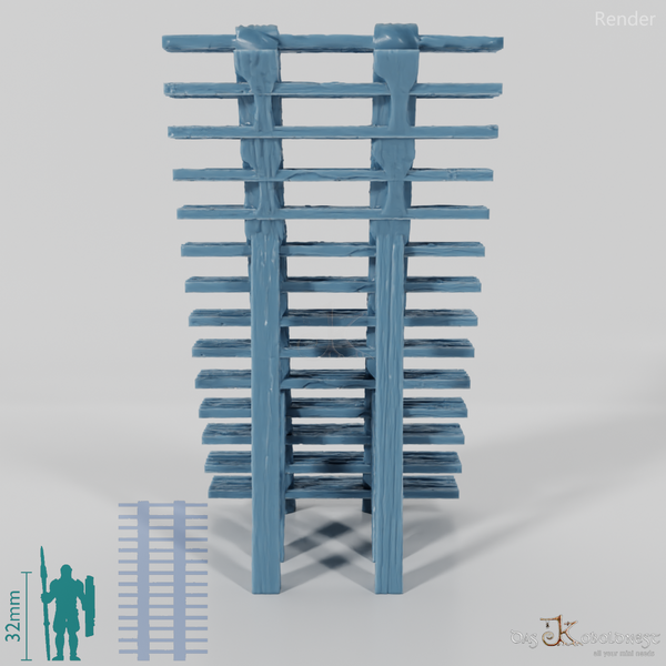 Mittelalterliche Stadt - Holztreppe, Steil
