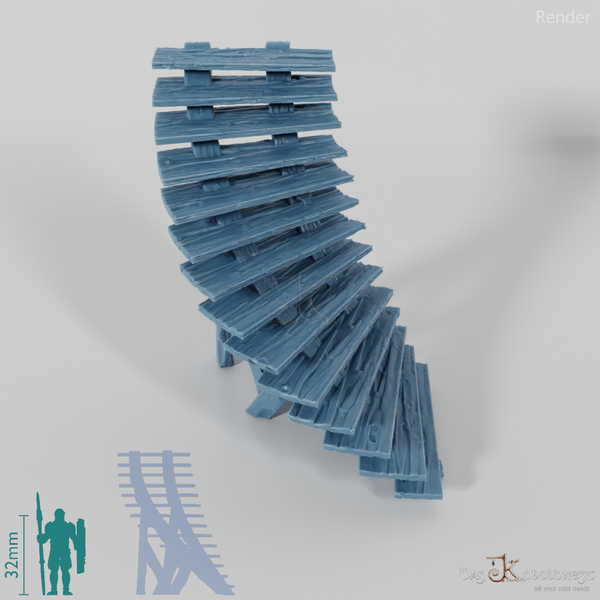 Medieval city - wooden stairs, spiral staircase