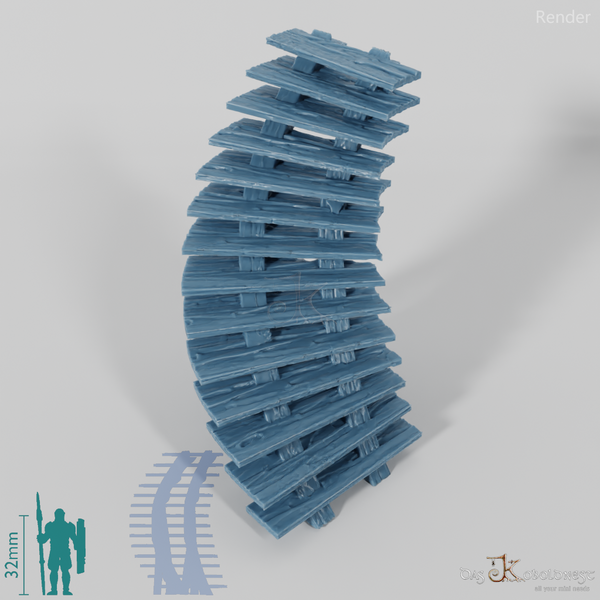 Medieval city - wooden stairs, spiral staircase