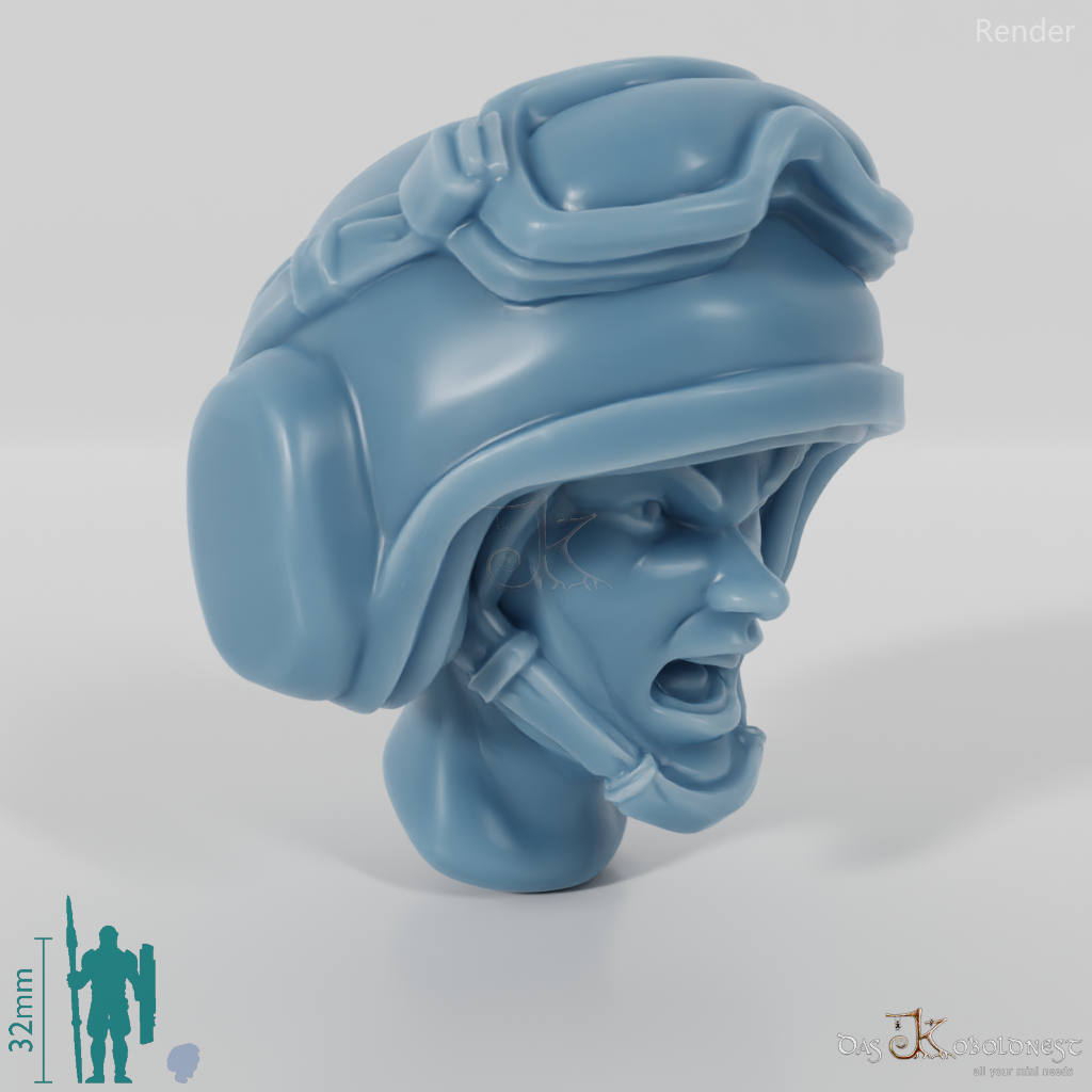 Woman's Head - SciFi Trooper with Glasses (Angry)