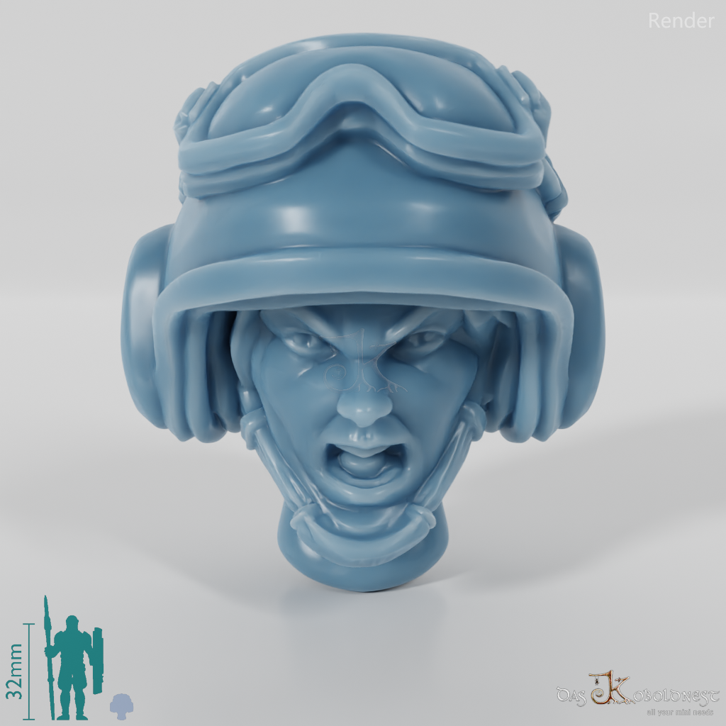 Woman's Head - SciFi Trooper with Glasses (Angry)