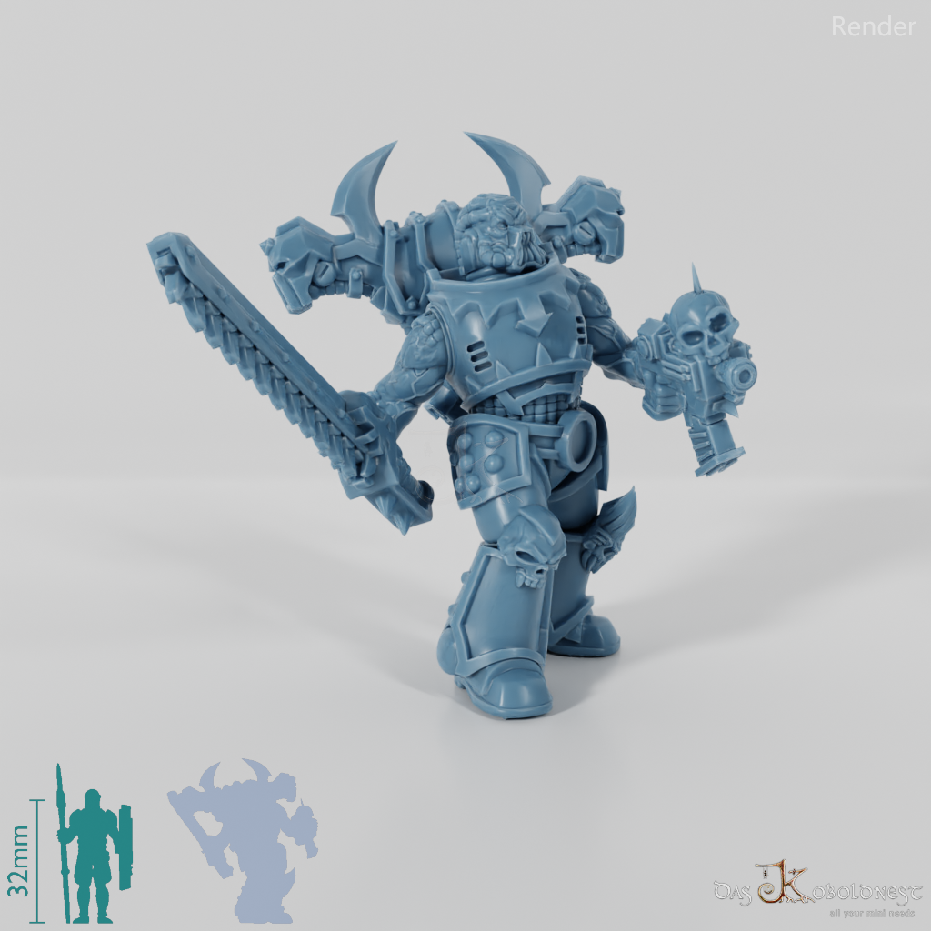 Void Blessed Soldiers - Savage Gladiator with chainsword and pistol 01