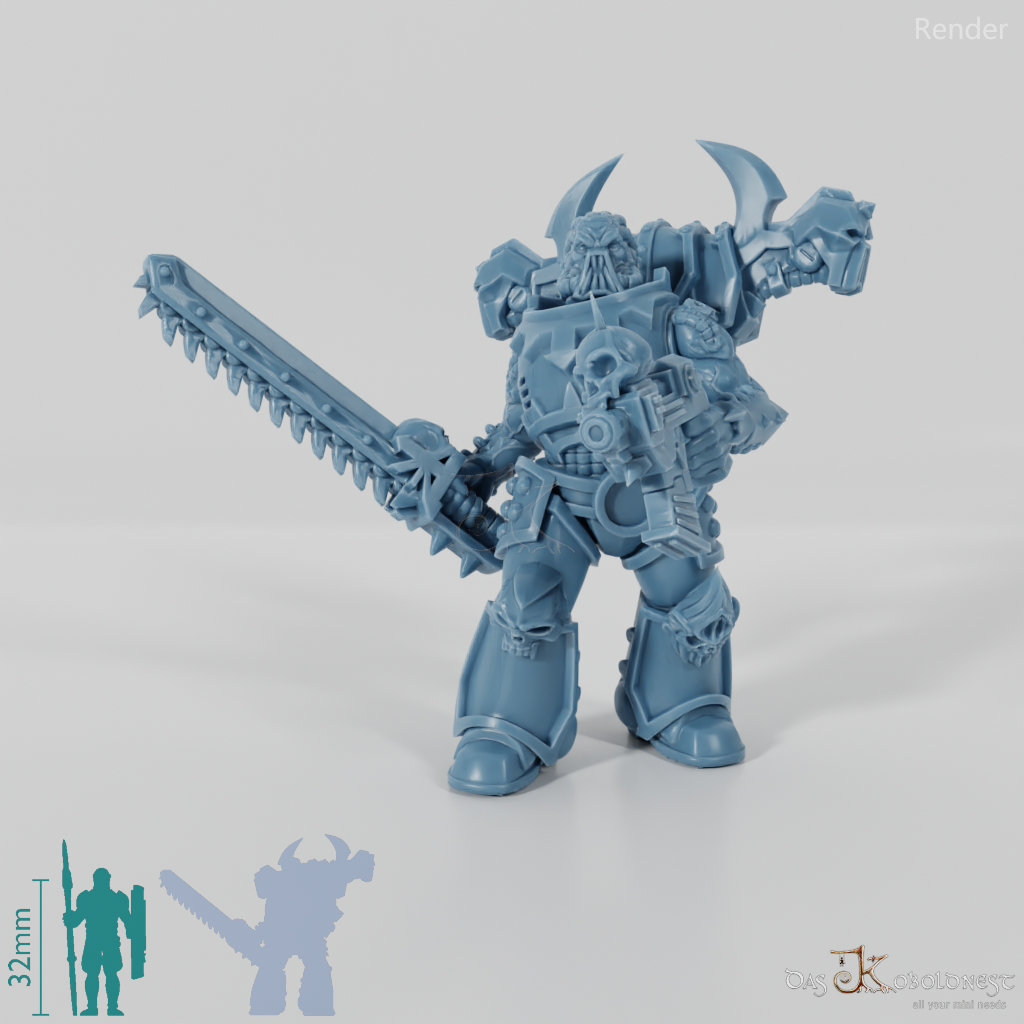 Void Blessed Soldiers - Savage Gladiator with chainsword and pistol 01