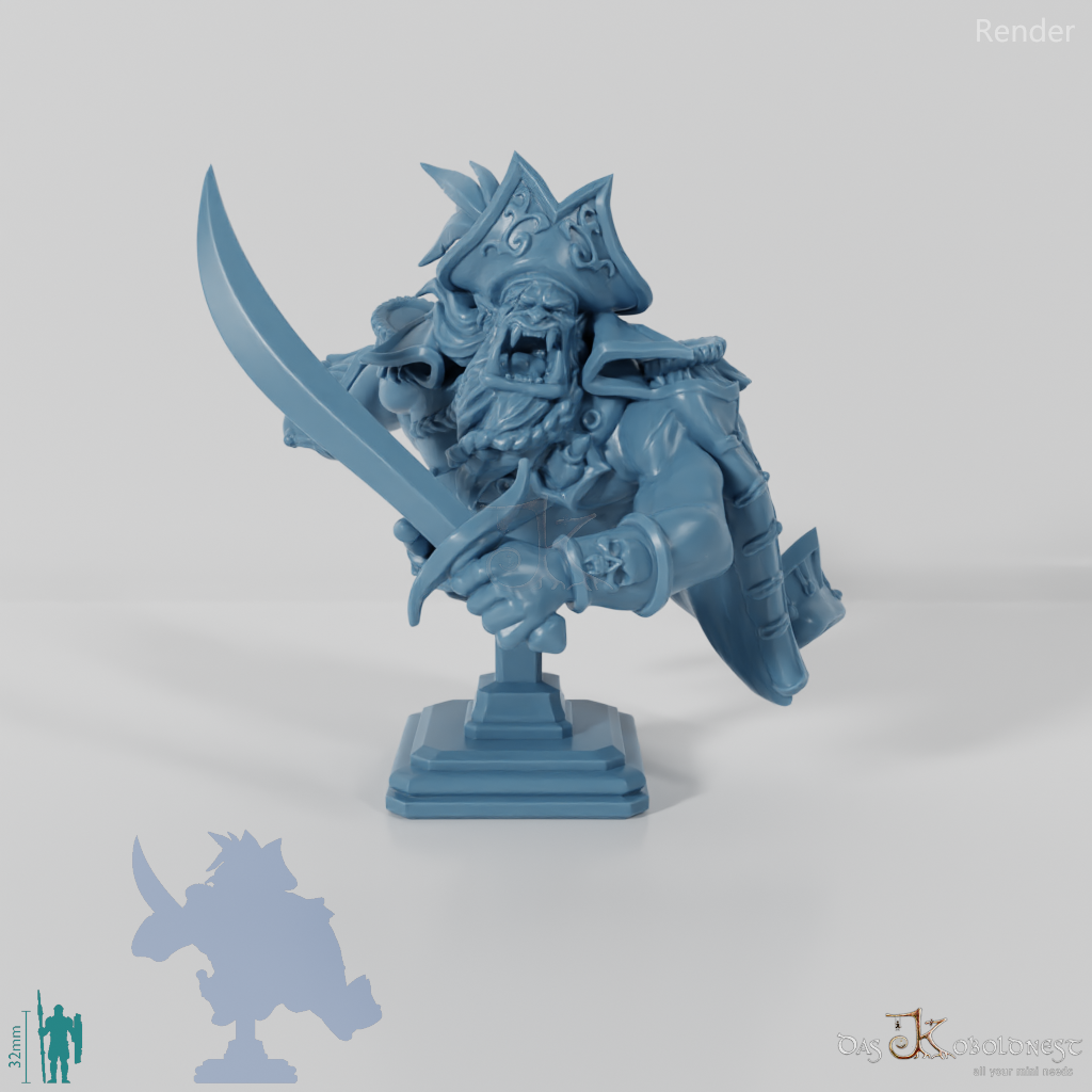 Bust - Roar, scarred orc pirate