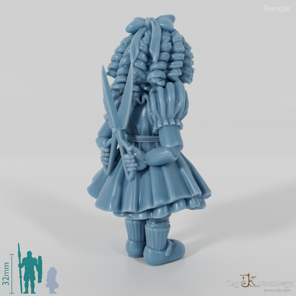 Animierte Spielzeugpuppe mit Schere