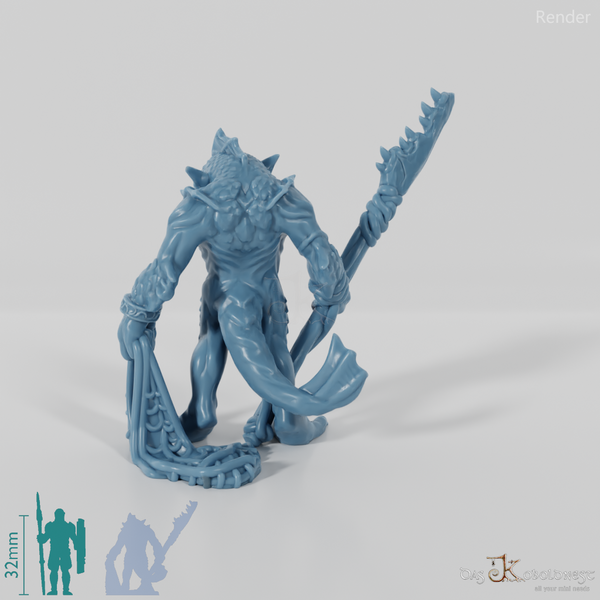 Fischvolk-Krieger mit Speer und Netz