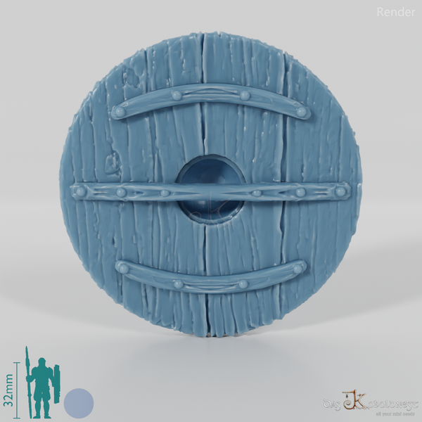 Round shield with intricate decorations