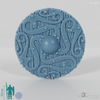 Round shield with intricate decorations