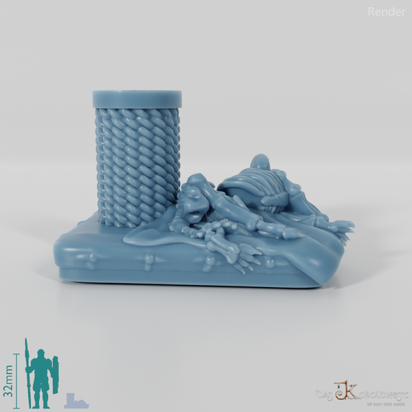 Skeleton cat with scratching post 02