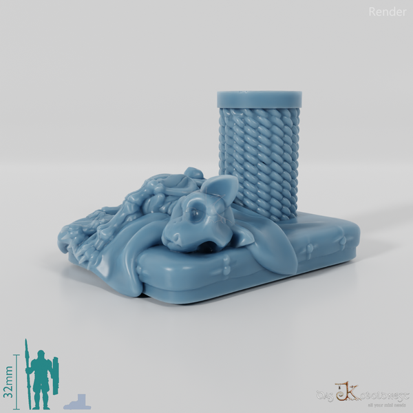 Skeleton cat with scratching post 02