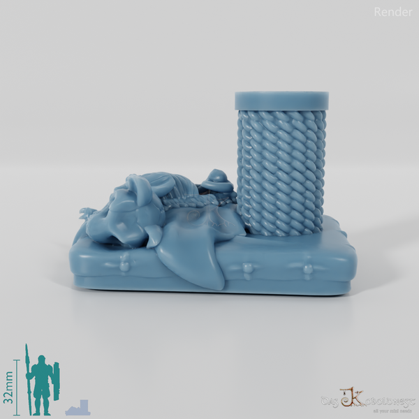 Skeleton cat with scratching post 02