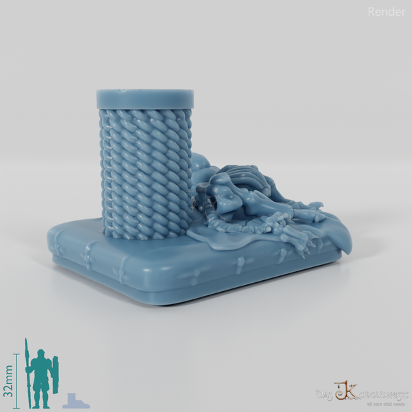 Skeleton cat with scratching post 02