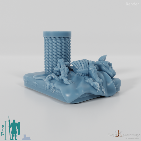 Skeleton cat with scratching post 02