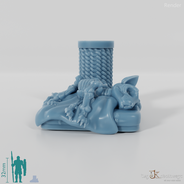 Skeleton cat with scratching post 02