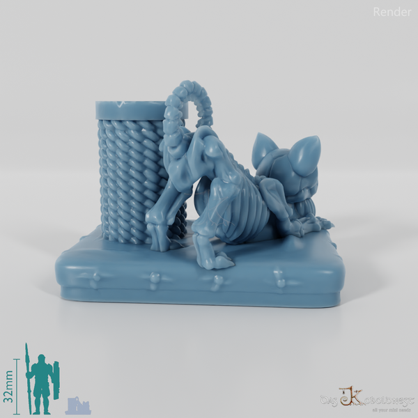 Skeleton cat with scratching post 03