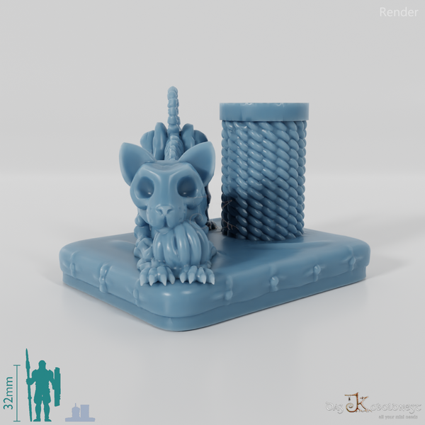 Skeleton cat with scratching post 03