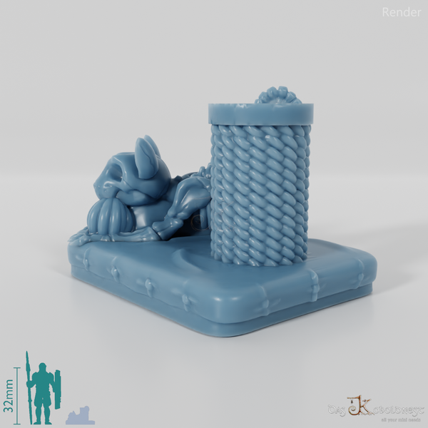 Skeleton cat with scratching post 03