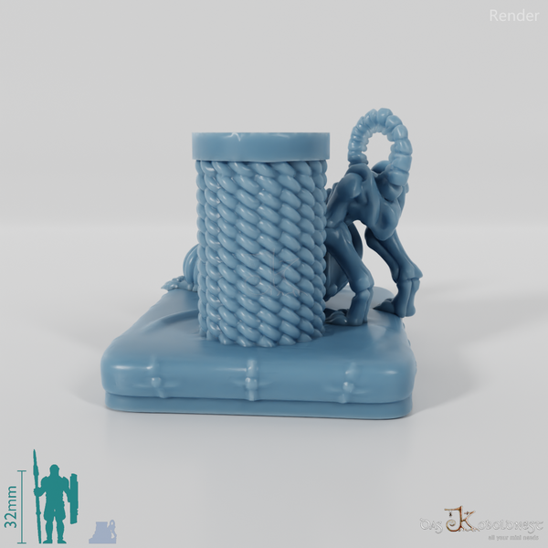 Skeleton cat with scratching post 03