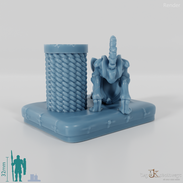 Skeleton cat with scratching post 03