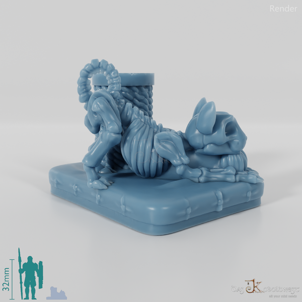 Skeleton cat with scratching post 03