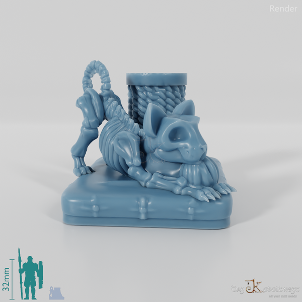 Skeleton cat with scratching post 03