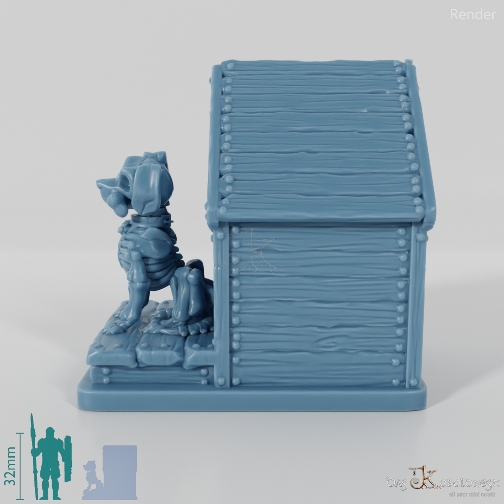 Skeleton dog with doghouse 01