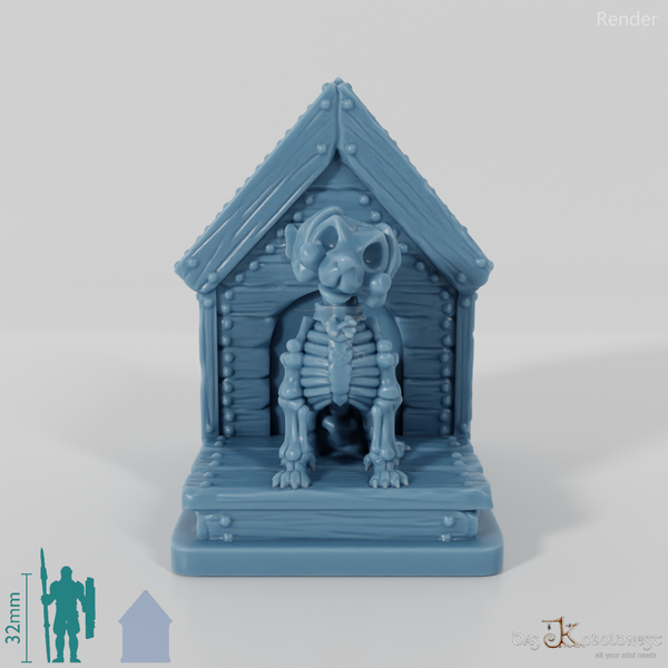 Skeleton dog with doghouse 01