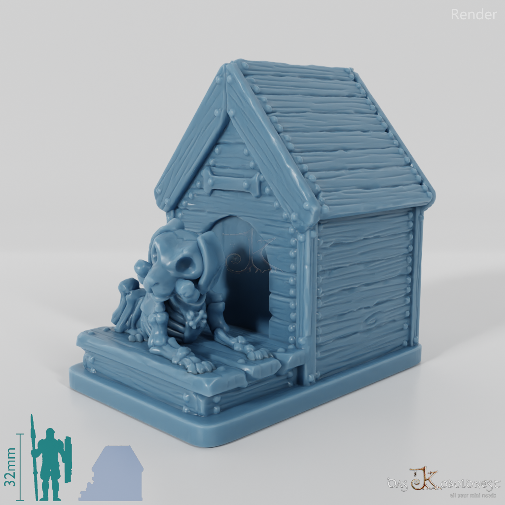 Skeleton dog with doghouse 02