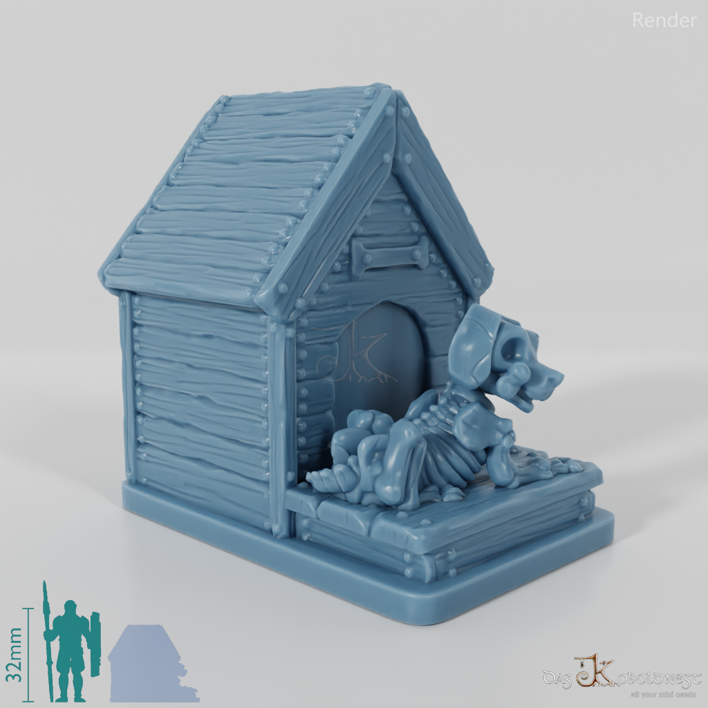 Skeleton dog with doghouse 02