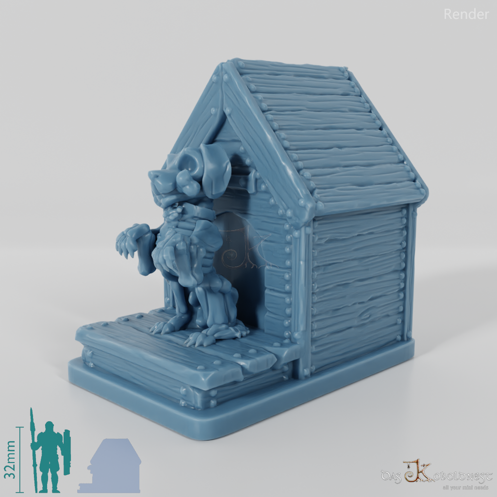 Skeleton dog with doghouse 03