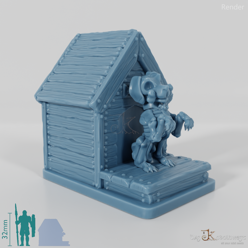 Skeleton dog with doghouse 03