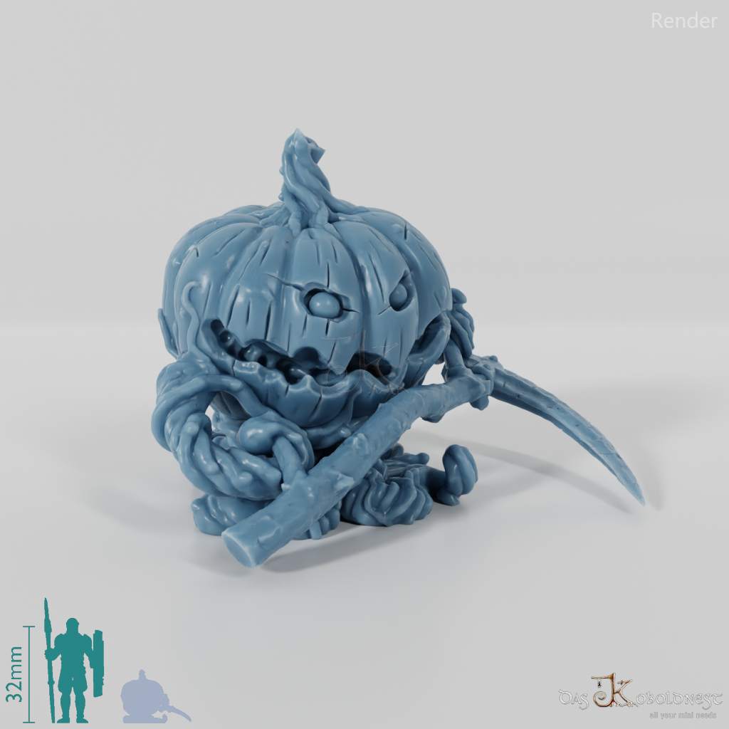 Pumpkin soldier with scythe