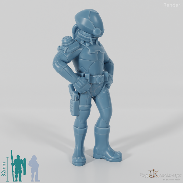 Soldier in space suit