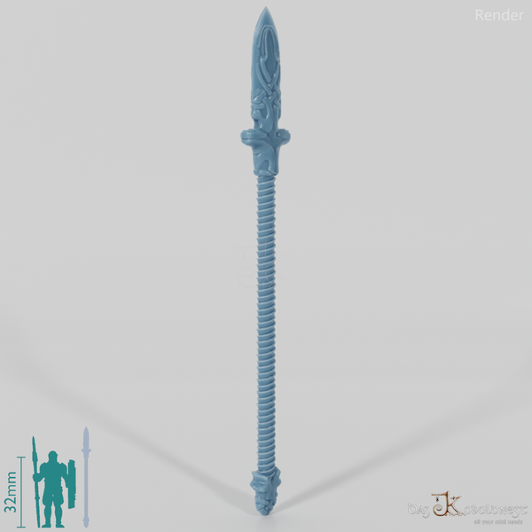 Spear with decorated blade