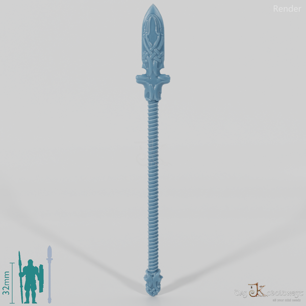 Spear with decorated blade