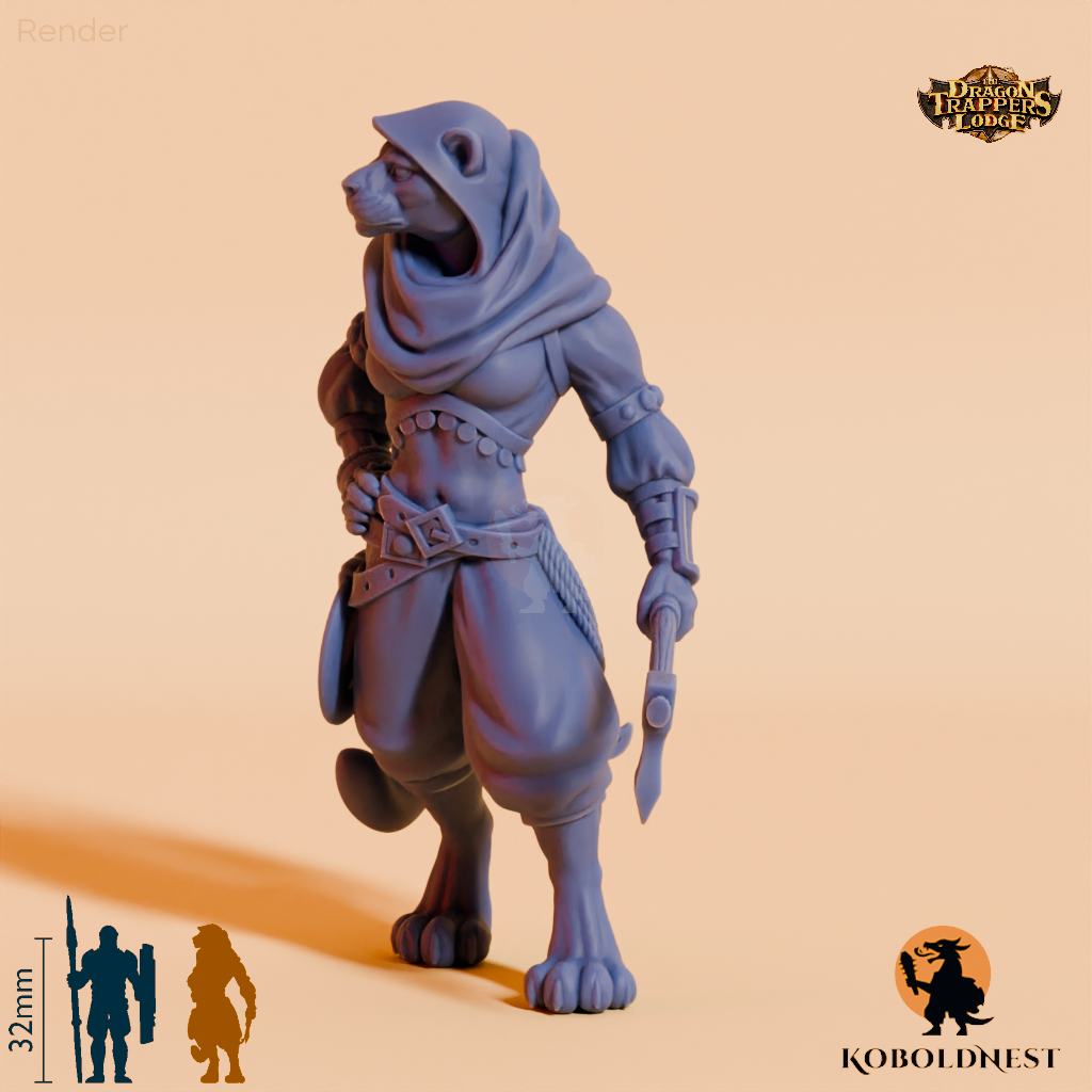 Well, catfolk adventurer with an axe