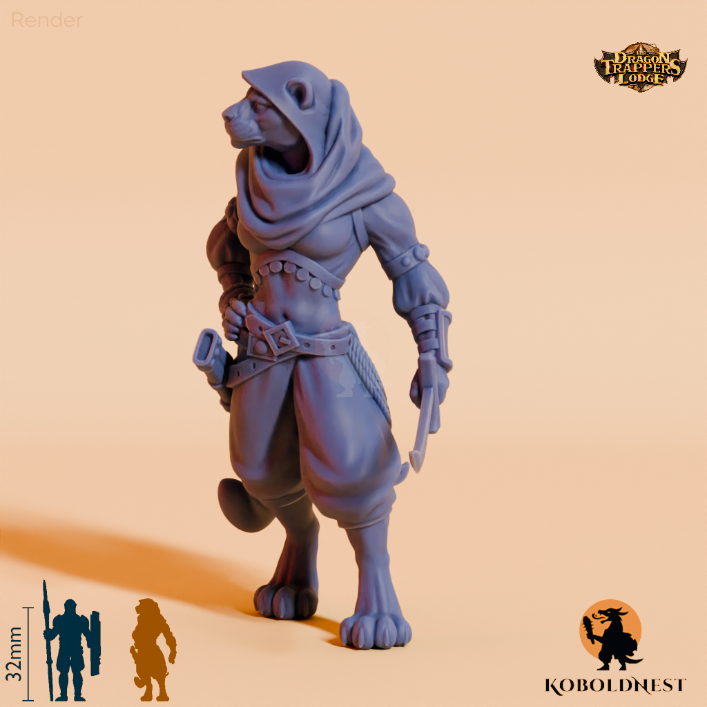 Well, catfolk adventurer with a saber