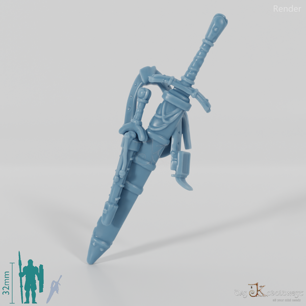 Dolch und Schwert an Ledergürtel