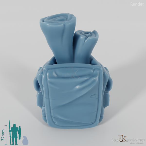 Leather bag with scrolls